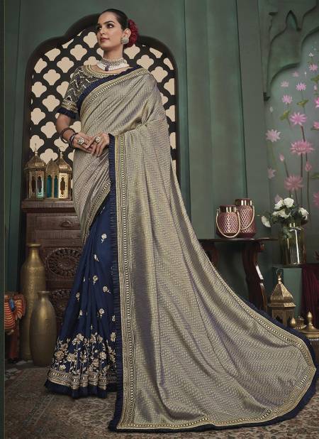 Sea Blue Colour BK Vanya 3100 Fancy Latest Designer Festive Wear Heavy Satin Saree Collection 3109